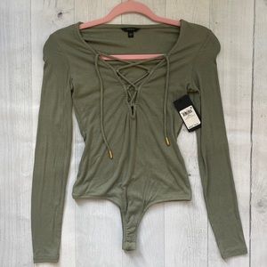 ❌ SOLD ❌ GUESS - Sexy Ribbed Lola Lace Up Bodysuit